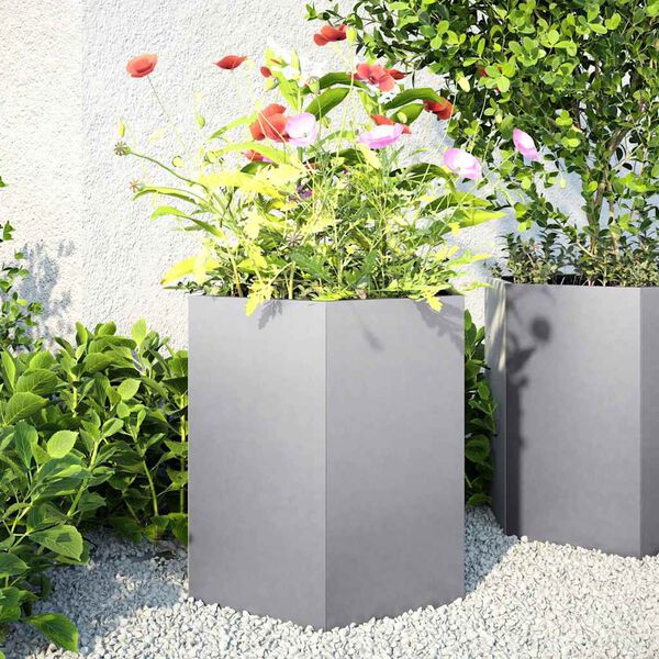 vidaXL Jardini&egrave;res 2 pcs hexagone 46x40x45 cm acier galvanis&eacute;