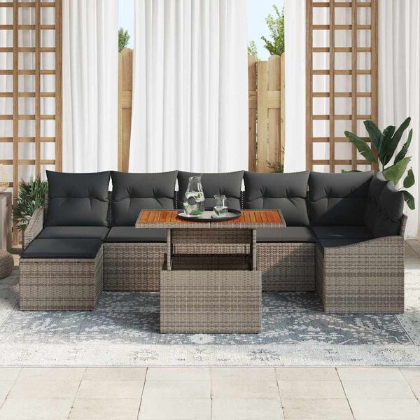 vidaXL Ensemble de canapé de jardin 8 pcs Gris Poly rotin