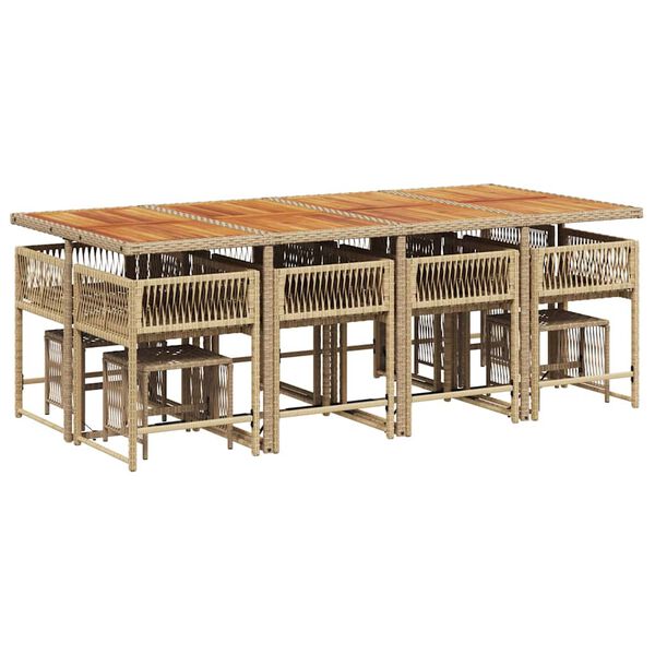 vidaXL Ensemble &agrave; manger de jardin et coussins 13 pcs beige