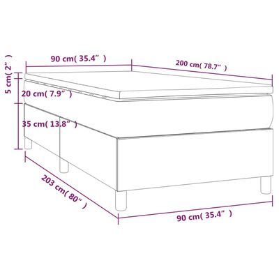 vidaXL Sommier à lattes de lit avec matelas Taupe 90x200 cm Tissu