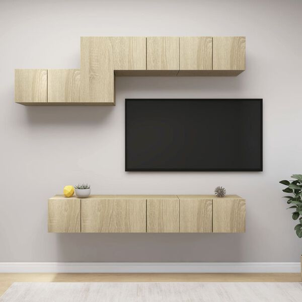 vidaXL Ensemble de meubles TV 7 pcs Ch&ecirc;ne sonoma Bois d'ing&eacute;nierie