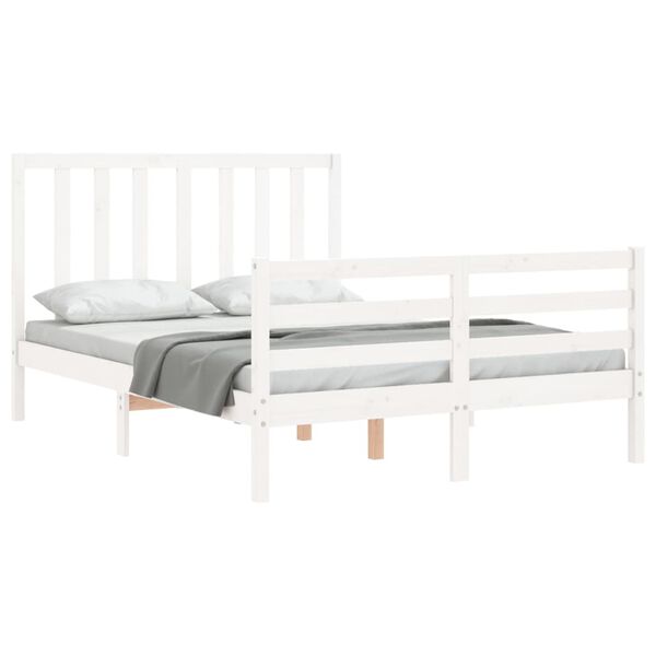 vidaXL Cadre de lit sans matelas blanc 140x190 cm bois de pin massif