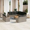 vidaXL Salon de jardin avec coussins 12 pcs gris r&eacute;sine tress&eacute;e