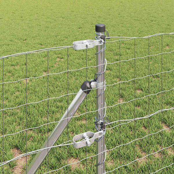 vidaXL Cl&ocirc;ture avec poteau Argent&eacute; 0,6 x 50 m Acier et PVC