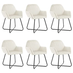 vidaXL Chaises &agrave; manger lot de 6 cr&egrave;me velours