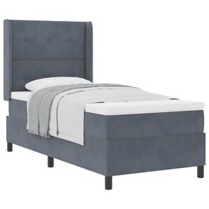 vidaXL Lit &agrave; ressorts avec matelas Gris fonc&eacute; 80 x 200 cm Velours