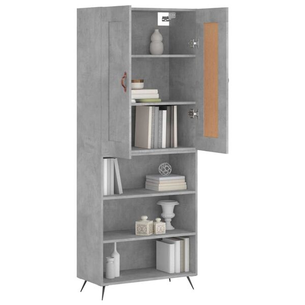 vidaXL Buffet haut Gris b&eacute;ton 69,5x34x180 cm Bois d'ing&eacute;nierie