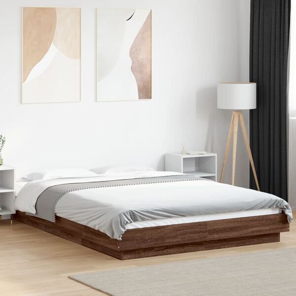 vidaXL Cadre de lit sans matelas ch&ecirc;ne marron 140x190 cm