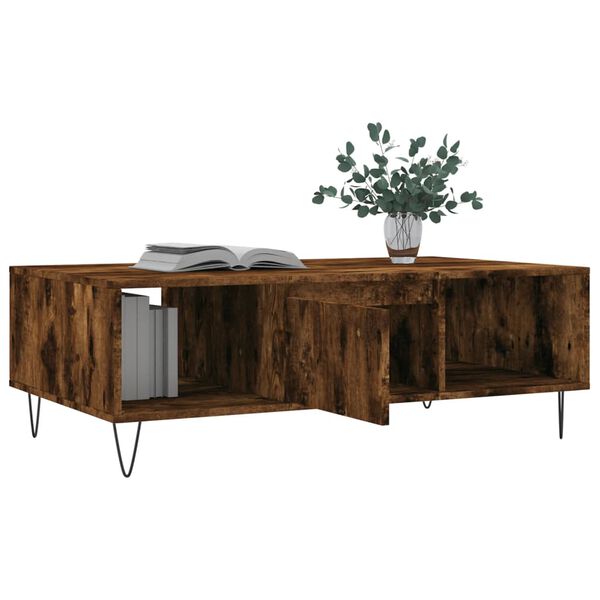 vidaXL Table basse ch&ecirc;ne fum&eacute; 104x60x35 cm bois d'ing&eacute;nierie