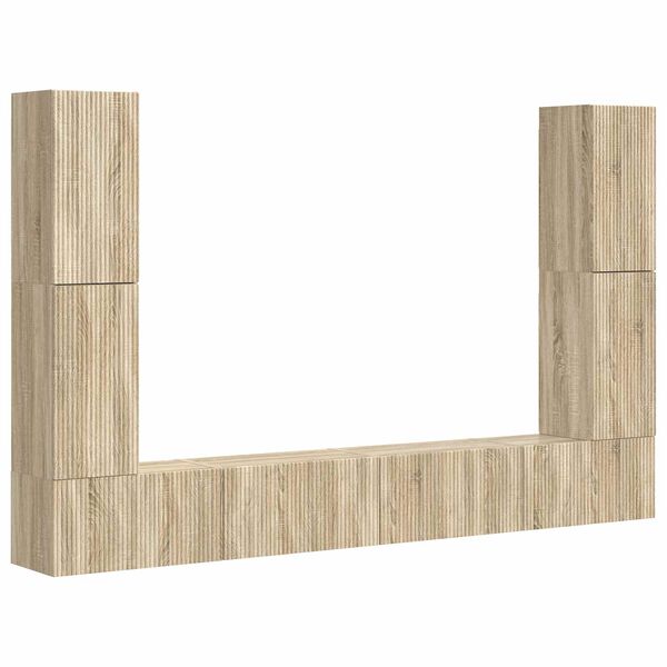 vidaXL Ensemble meuble TV 8 pcs Ch&ecirc;ne Sonoma Bois d'ing&eacute;nierie