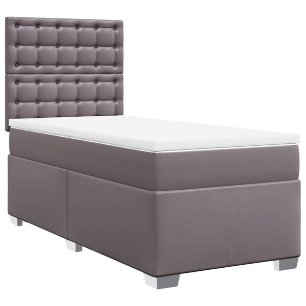 vidaXL Sommier &agrave; lattes de lit avec matelas Gris 90x190 cm Similicuir