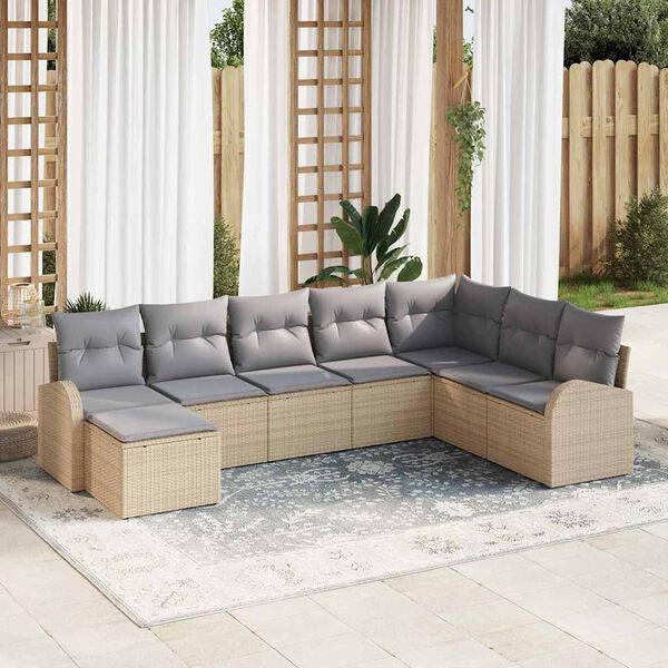 vidaXL Ensemble de Canap&eacute;s 8 pcs Beige et gris clair polyrotin