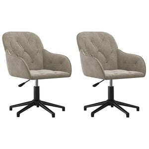 vidaXL Chaises pivotantes &agrave; manger lot de 2 Gris clair Velours