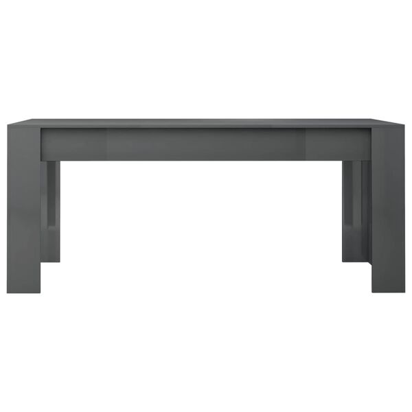 vidaXL Table de salle &agrave; manger Gris brillant 180x90x76 cm Agglom&eacute;r&eacute;