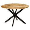vidaXL Table &agrave; manger Bois de manguier brut massif et acier 120x77 cm