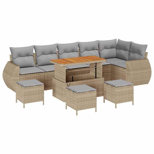 vidaXL Ensemble de canap&eacute; de jardin 10 pcs Beige polyrotin