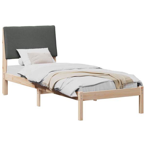 vidaXL Cadre de lit avec t&ecirc;te de lit marron et gris fonc&eacute; 80 x 200 cm