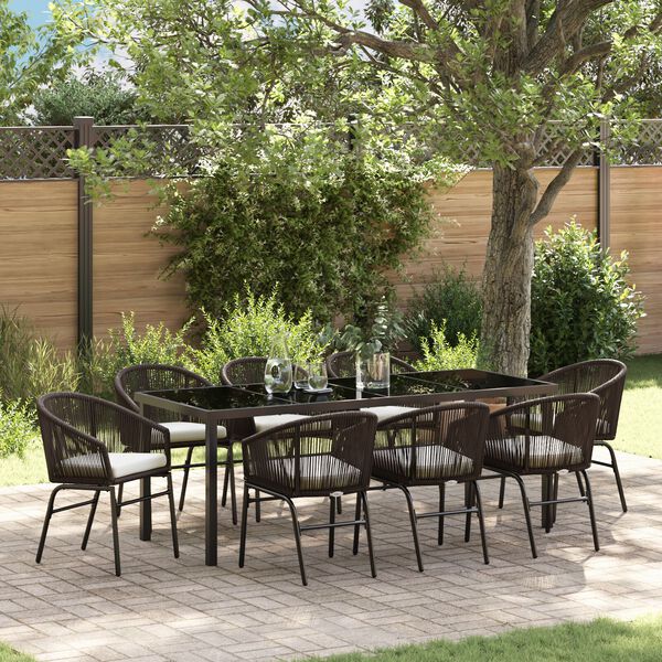 vidaXL Ensemble de salle &agrave; manger pour jardin 9 pcs Marron