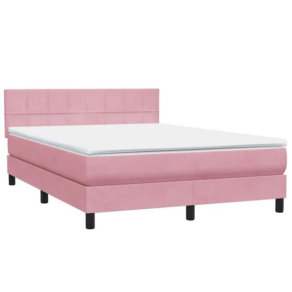 vidaXL Sommier &agrave; lattes de lit avec matelas rose 160x220 cm velours