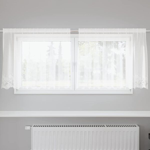vidaXL Rideau en Dentelle Floral Blanc 100 x 200 cm Polyester