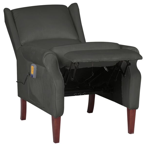 vidaXL Fauteuil de massage inclinable Gris fonc&eacute; Velours