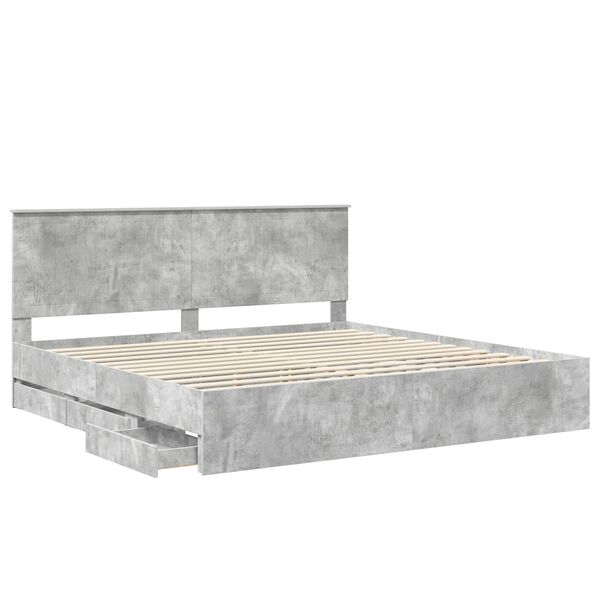vidaXL Cadre de lit Gris b&eacute;ton 200 x 200 cm Bois Ing&eacute;nierie