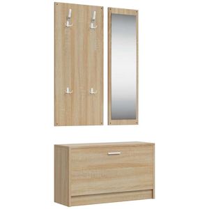vidaXL Ensemble de meubles &agrave; chaussures 3 en 1 en bois d'ing&eacute;nierie ch&ecirc;ne Sonoma