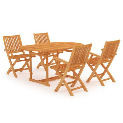 vidaXL Ensemble à manger de jardin 5 pcs Bois de teck massif