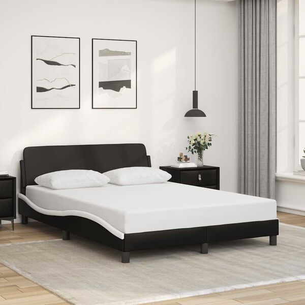 vidaXL Cadre de lit Dover noir et blanc 120x200 cm similicuir