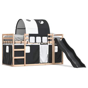 vidaXL Lit superpos&eacute; sans matelas avec toboggan blanc noir 80x200 cm