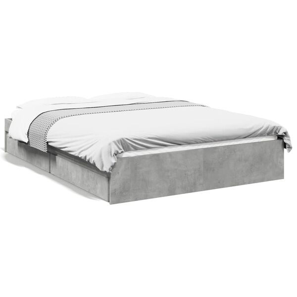 vidaXL Cadre de lit avec tiroirs sans matelas gris b&eacute;ton 120x200 cm