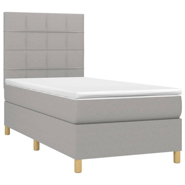 vidaXL Sommier &agrave; lattes de lit avec matelas Gris clair 100x200cm Tissu