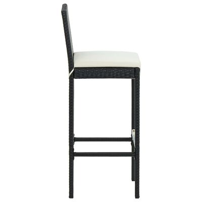 vidaXL Tabourets de bar jardin coussins lot de 2 noir résine tressée