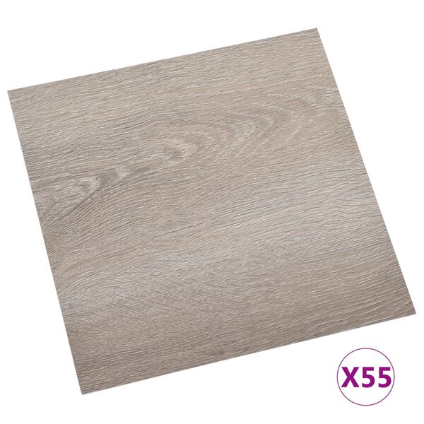 vidaXL Dalles de plancher autoadh&eacute;sives 55 pcs PVC 5,11 m&sup2; taupe