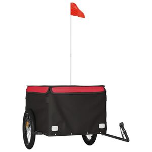 vidaXL Remorque de v&eacute;lo noir et rouge 45 kg fer