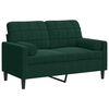 vidaXL Canap&eacute; 2 places avec oreillers vert fonc&eacute; 120 cm velours