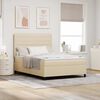 vidaXL Lit &agrave; ressorts avec matelas avec LED Cr&egrave;me 140 x 200 cm tissu