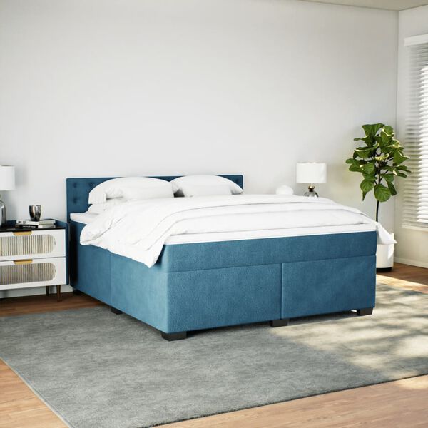 vidaXL Sommier &agrave; lattes de lit et matelas bleu 180x200 cm velours