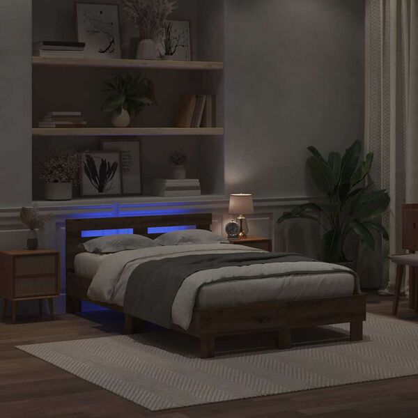 vidaXL Cadre de lit Ch&ecirc;ne artisanal 135 x 190 cm Bois d'ing&eacute;nierie
