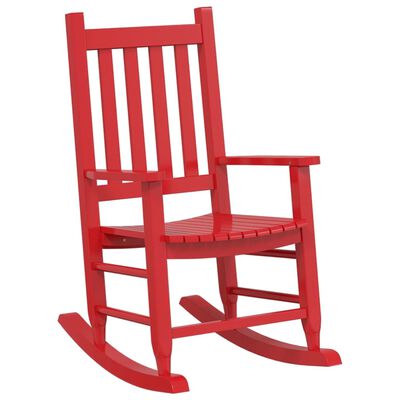 vidaXL Chaise à bascule enfants rouge bois de peuplier massif