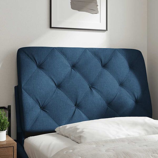 vidaXL Coussin de t&ecirc;te de lit bleu 90 cm tissu