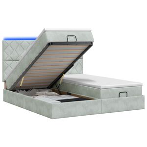 vidaXL Lit coffre avec matelas et LED Gris clair 160 x 200 cm Velours