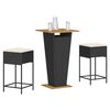 vidaXL Ensemble de bar de jardin 3 pcs avec coussins noir poly rotin