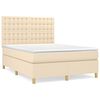 vidaXL Sommier &agrave; lattes de lit avec matelas Cr&egrave;me 140x190 cm Tissu