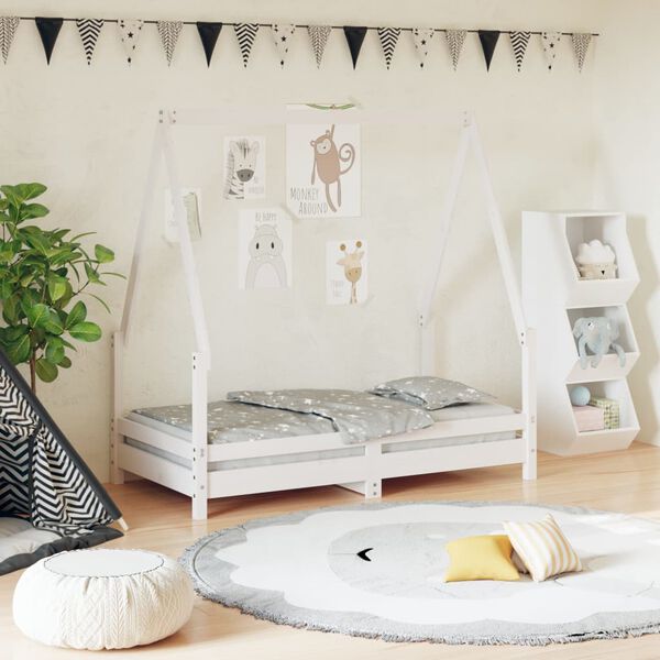 vidaXL Cadre de lit pour enfant blanc 70x140 cm bois de pin massif