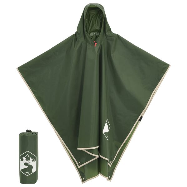 vidaXL Poncho de pluie avec capuche design 2 en 1 vert 223x145 cm