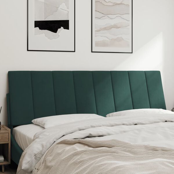 vidaXL Coussin de t&ecirc;te de lit Hanko vert fonc&eacute; 160 cm velours