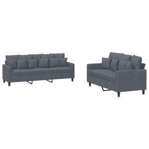 vidaXL Ensemble de canap&eacute;s 2 pcs avec coussins Gris fonc&eacute; Velours