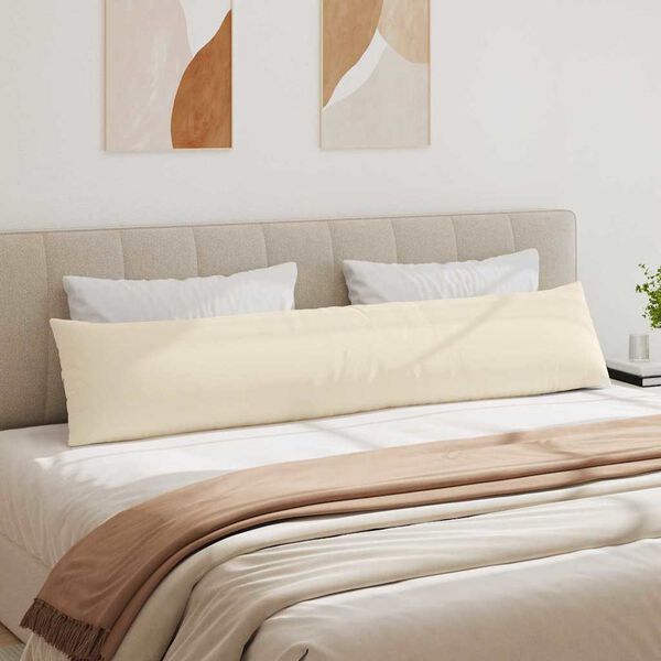 vidaXL Coussins de canap&eacute; 2 pcs Beige 200 x 40 cm tissu