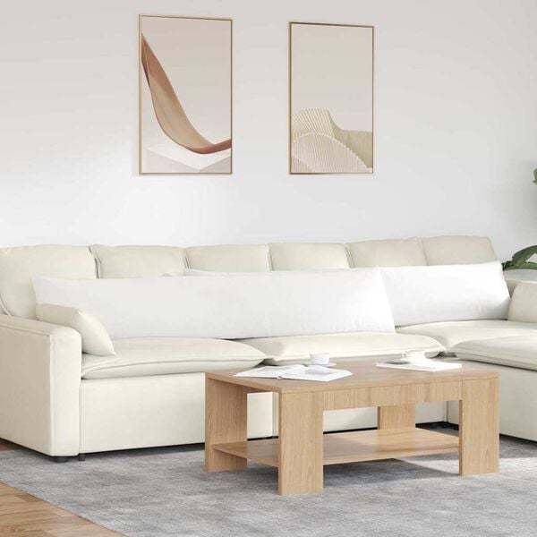 vidaXL Coussins de canap&eacute; 2 pcs Blanc 200 x 40 cm tissu